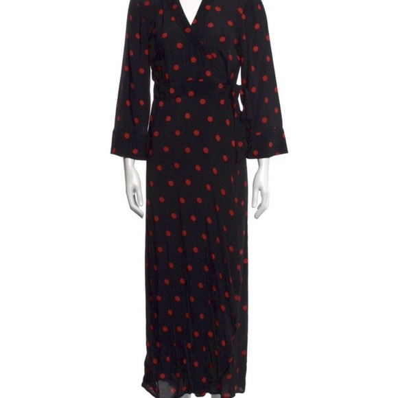 Ganni Dresses & Skirts - Ganni Black and Red Cowl Neck Wrap Dress
